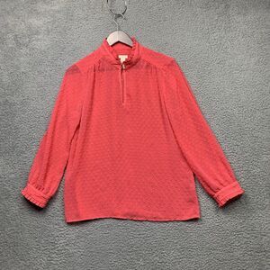 J Crew Shirt Womens 6 Pink Sheer Dot Pattern Career Romantic